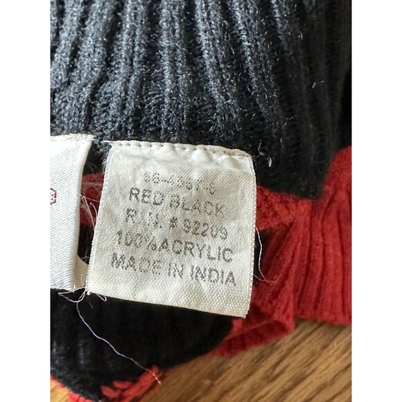 Vintage Red & Black Floral Knit Sweater Long Sleeve Pullover Plus Size 3x - Picture 4 of 7